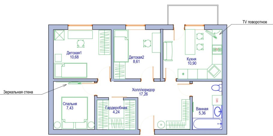 Планировка квартиры с окнами на одну сторону