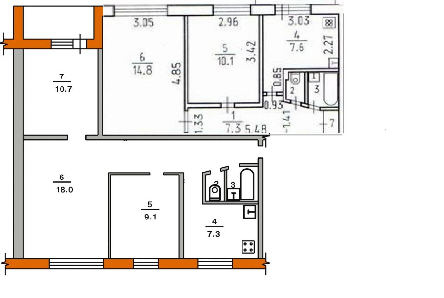Перепланировка трехкомнатной хрущевки план