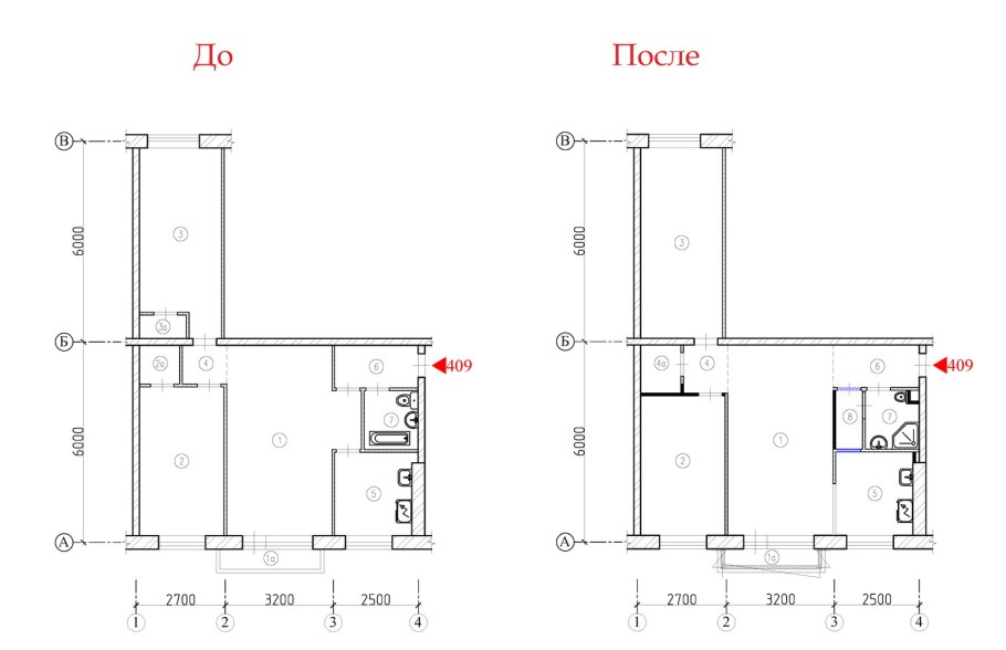 Перепланировка двухкомнатной в трехкомнатную проекты