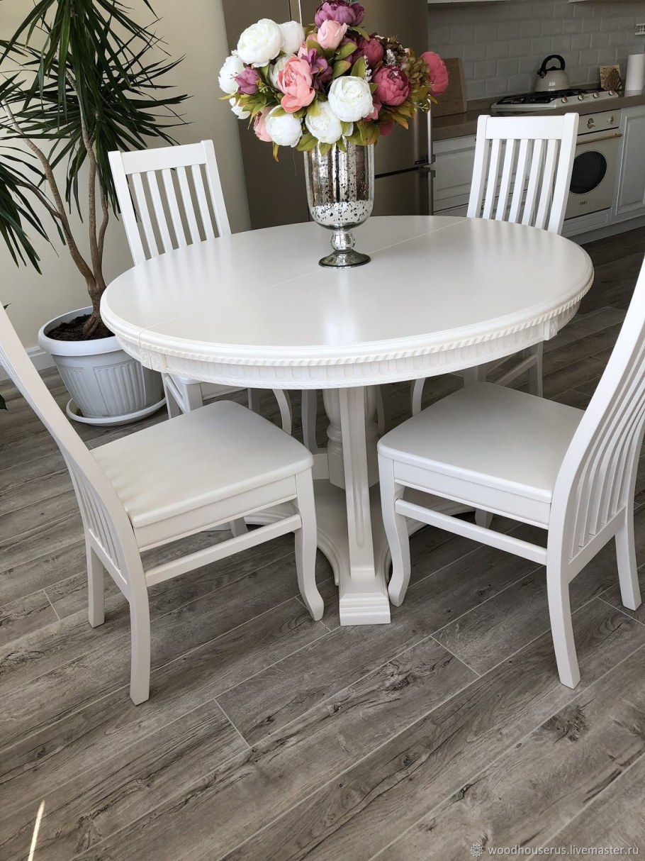 Стол круглый раздвижной 110 см белый