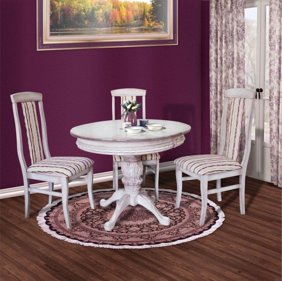 Круглый стеклянный стол на кухню