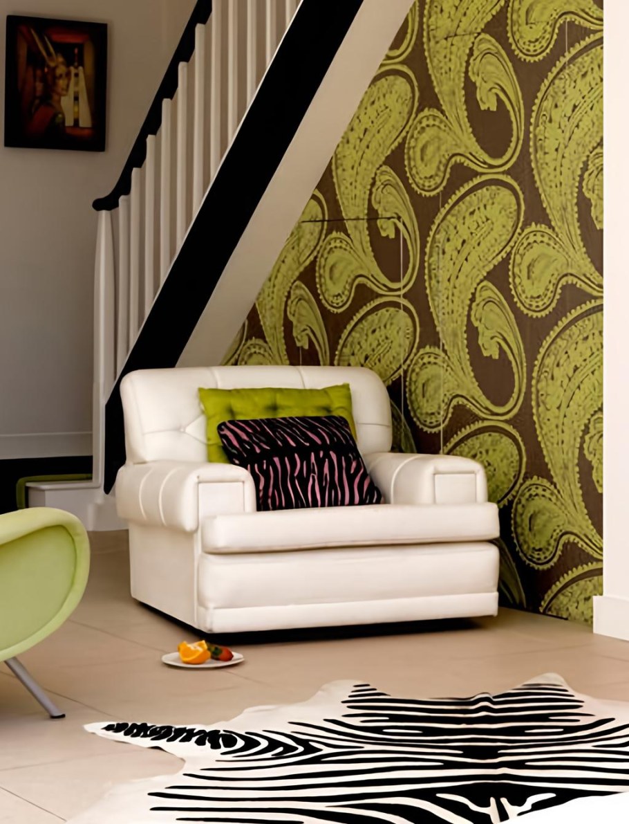 Принт Зебра и зеленый цвет в интерьере