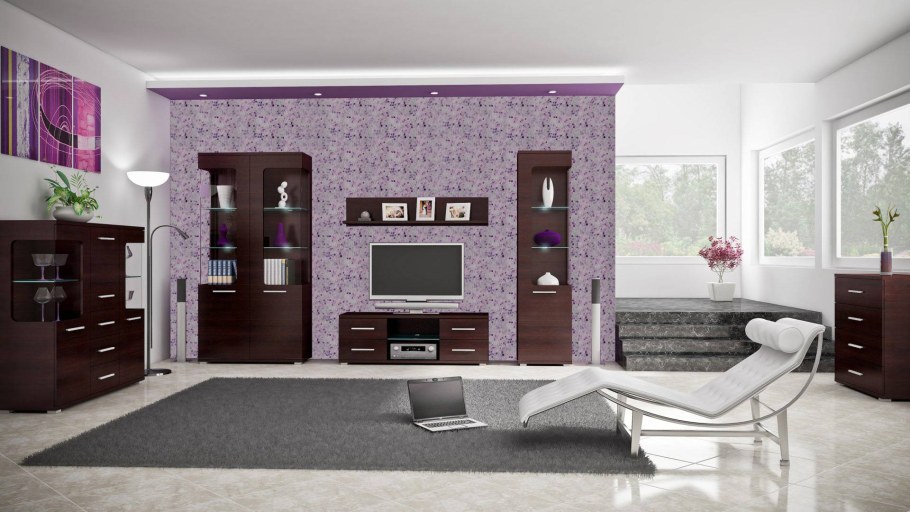 Венге с фиолетовым в интерьере