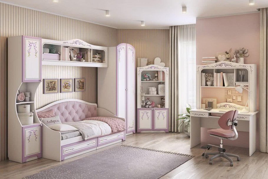 Дизайн детской комнаты для девочки с зеркалом