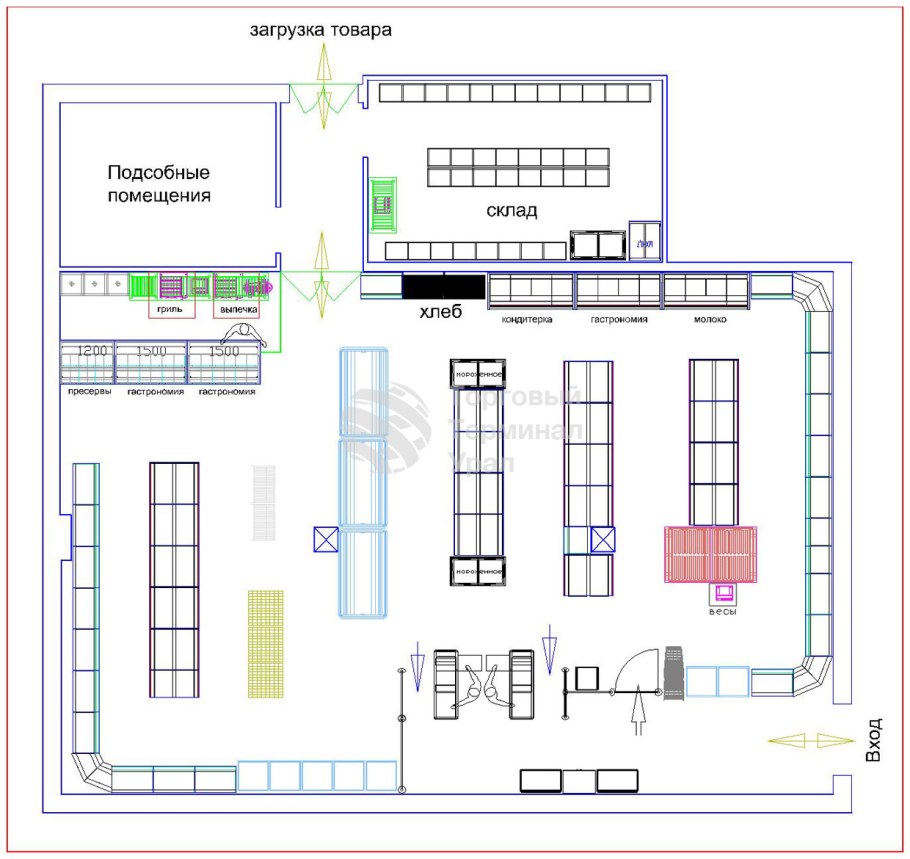 План магазина Пятерочка чертеж