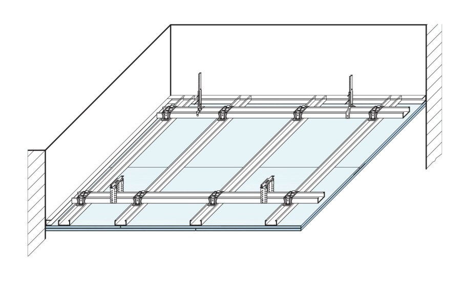 Потолок подвесной реечный алюминиевый закрытого типа, NCS s0500-n"