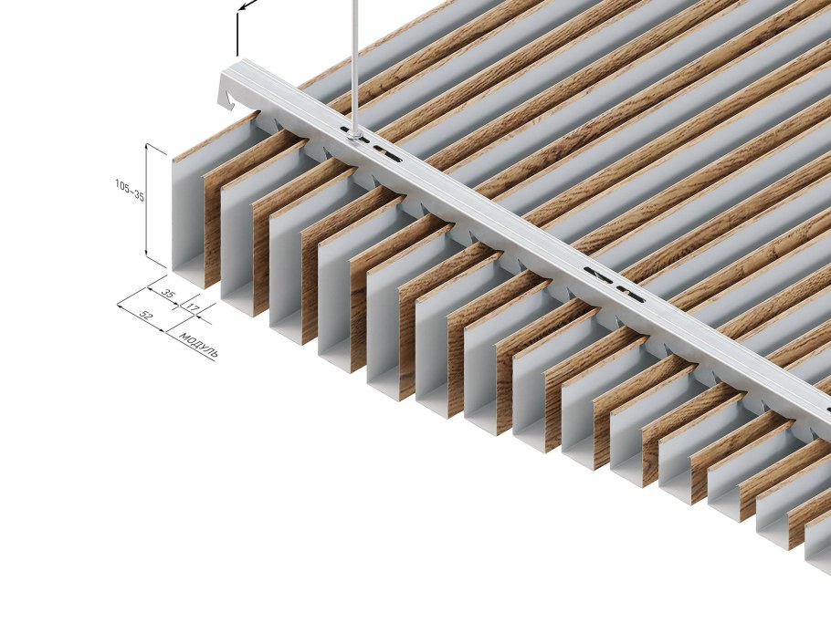 Обвод трубы в реечном потолке