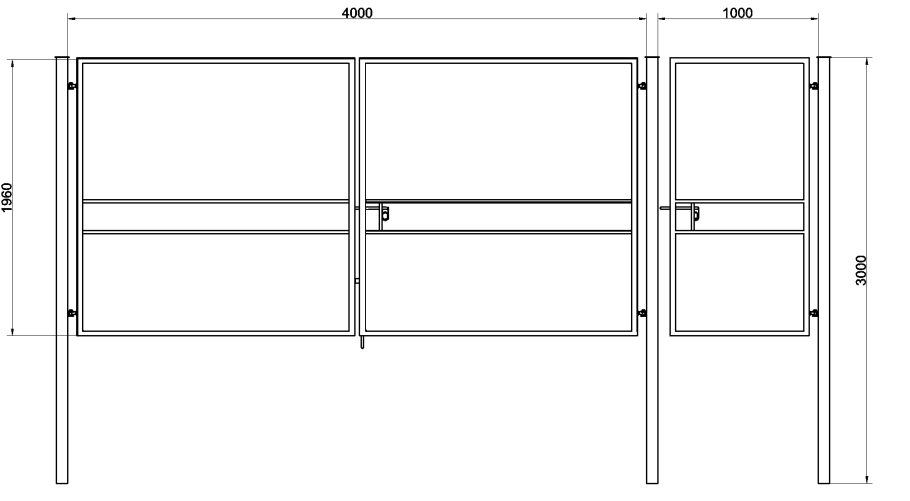 Каркас калитки из профильной трубы 40/20 чертеж