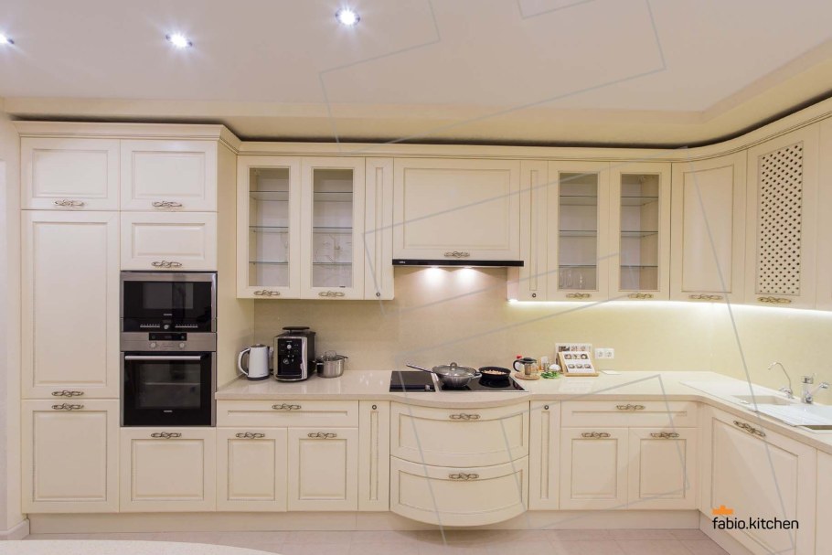 Стильные кухни фасад белый Фабио