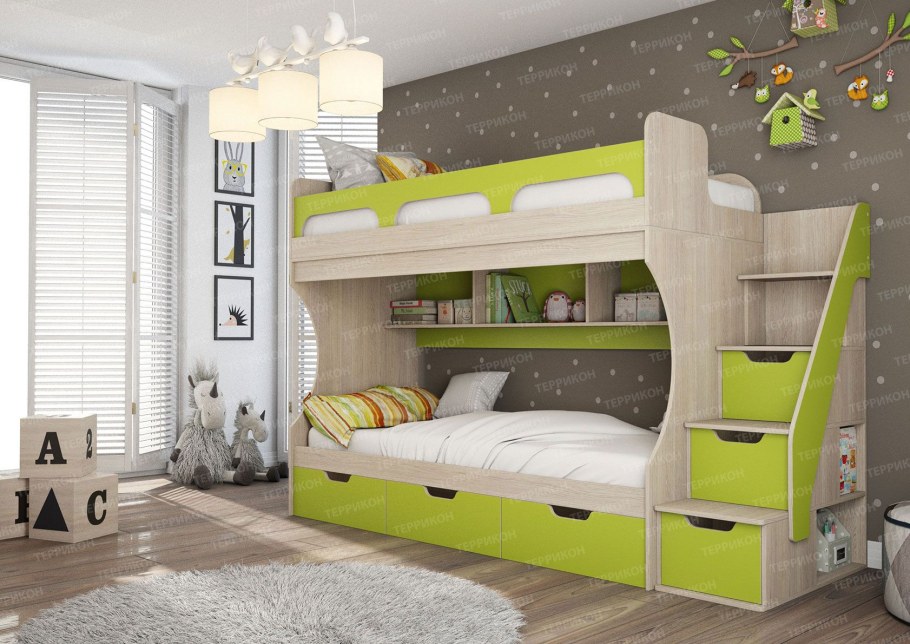 Кровать двухъярусная грей