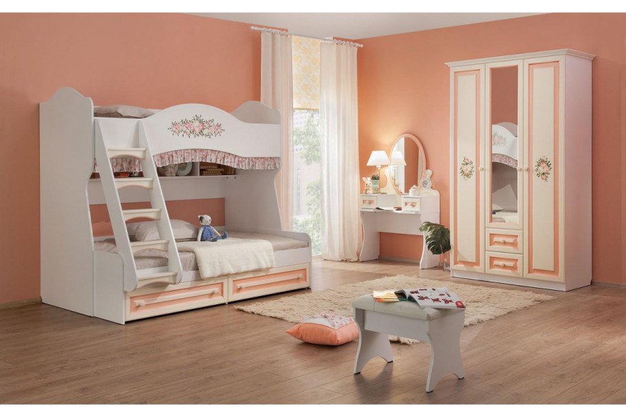 Кровать двухъярусная Остин м25 ясень шимо светлый/белый