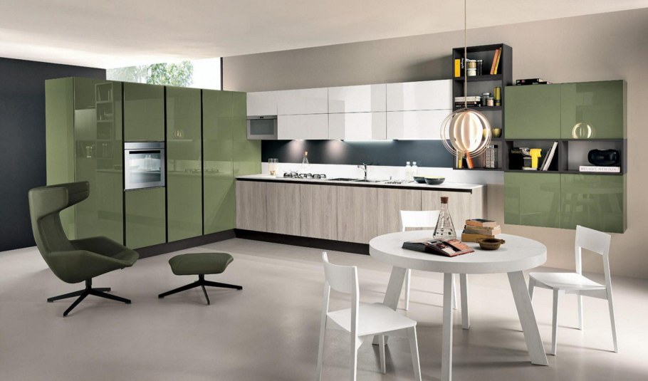 Кухня олива Модерн 2020