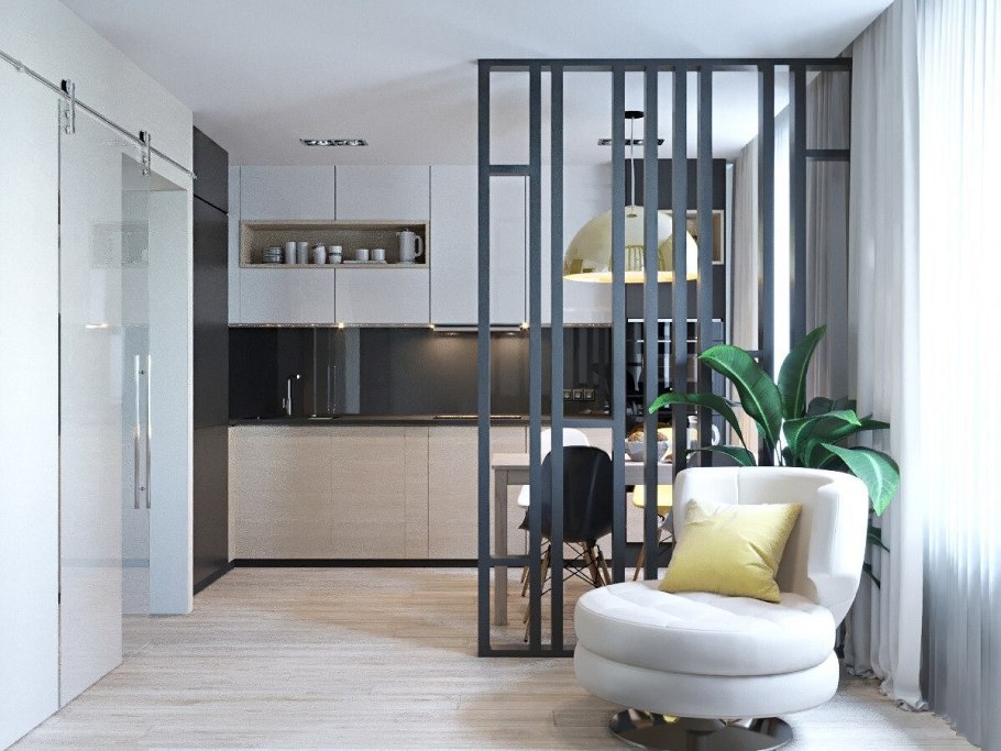 Зонирование студии перегородками