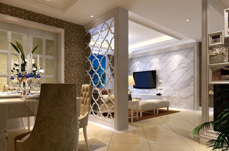 Раздвижные перегородки для зонирования кухни и гостиной