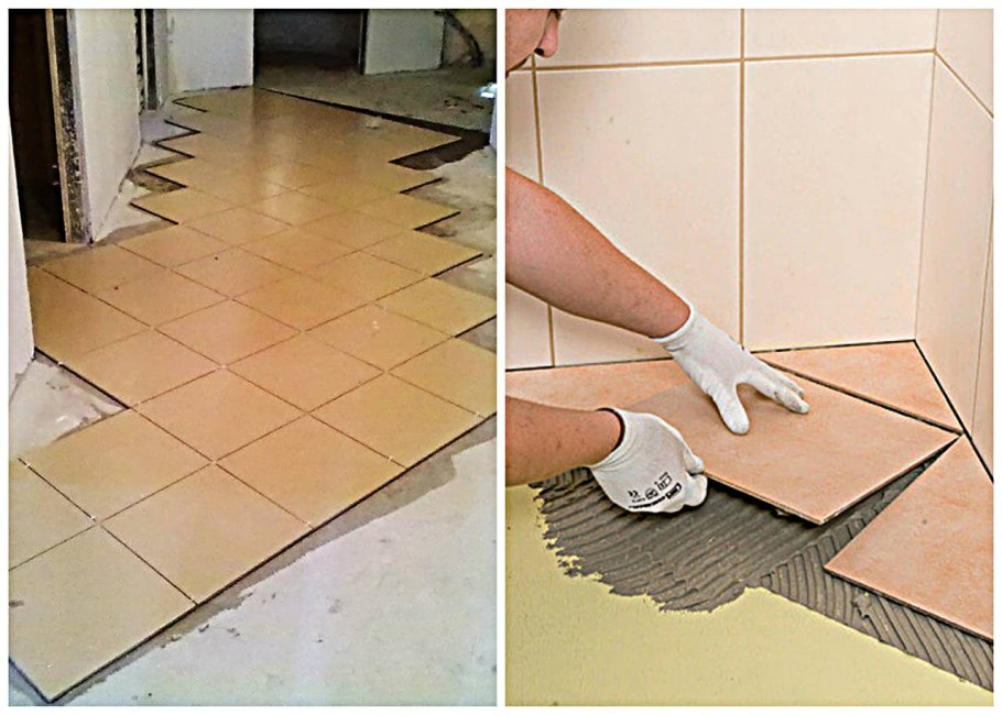 Укладка напольной плитки по диагонали