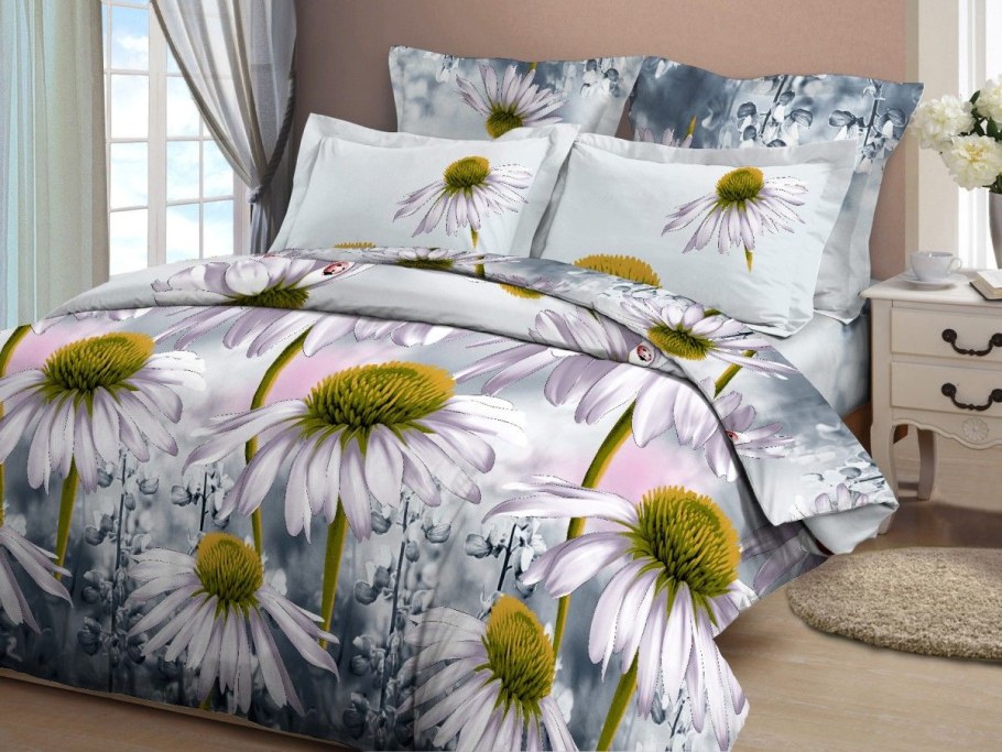 Постельное белье 2-спальное la marka Home ирисы 70 х 70 бязь