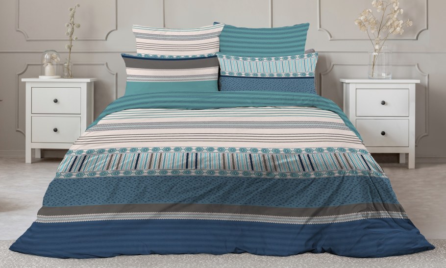 Бязь Люкс романтика бирюзовый