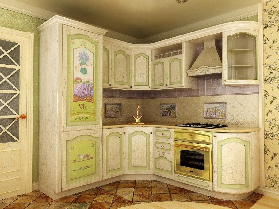 Кухни в стиле Прованс угловые