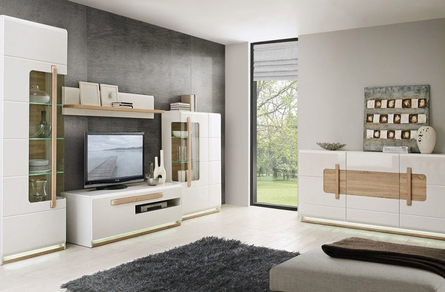 Линате гостиная белый глянец