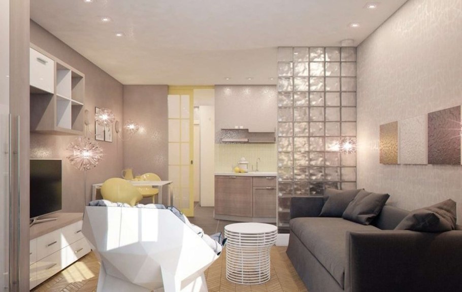 Студия 28 кв м планировка зонирование