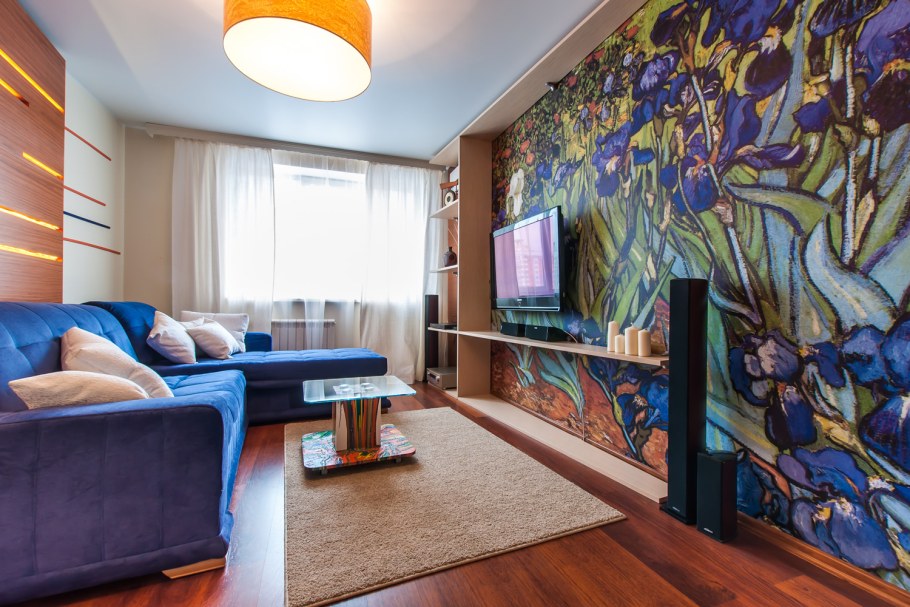 Маленькая спальня с фотообоями