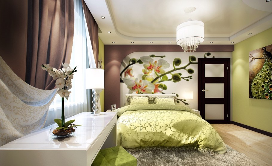 Фреска в спальне в современном стиле