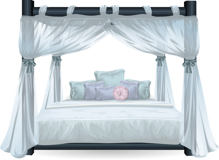 Кровать на фоне балдахин