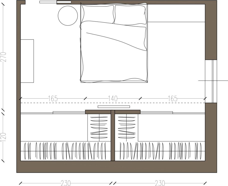 Планировка спальни с гардеробом чертеж