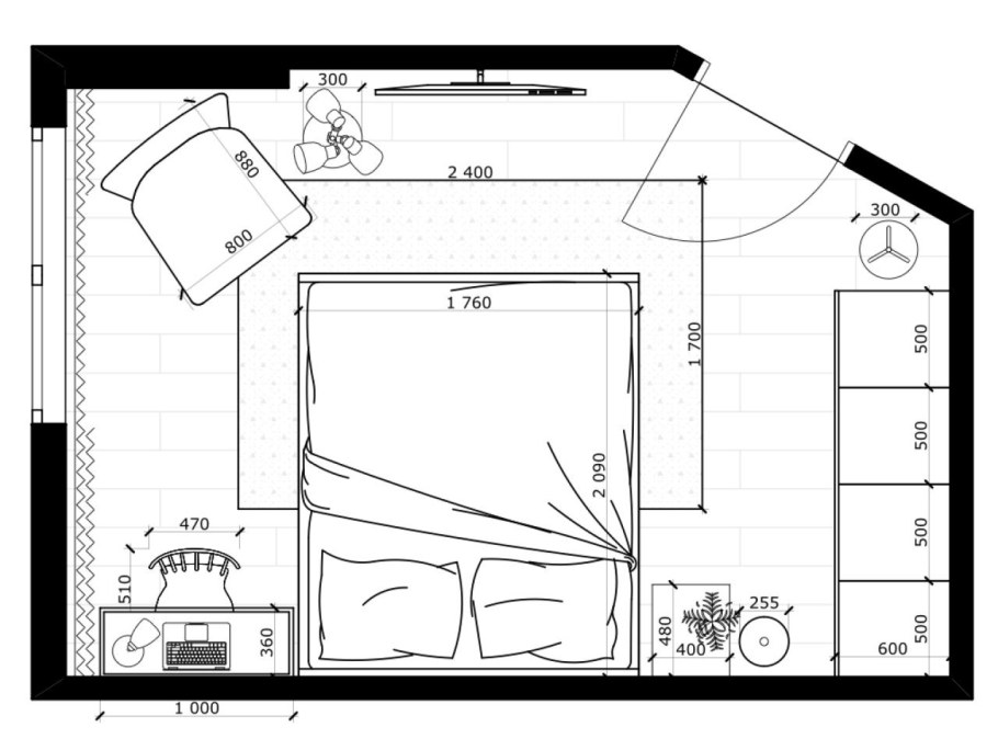 Чертеж спальни