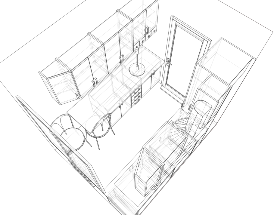 Перспектива вид сверху комната