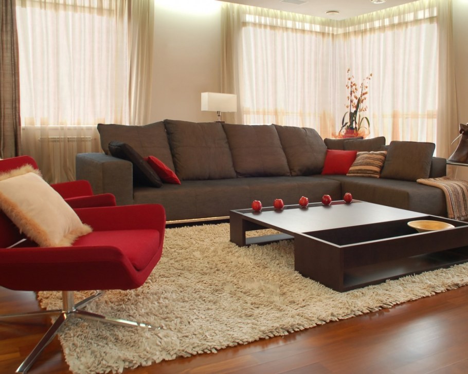 Ковер в гостиной в скандинавском стиле