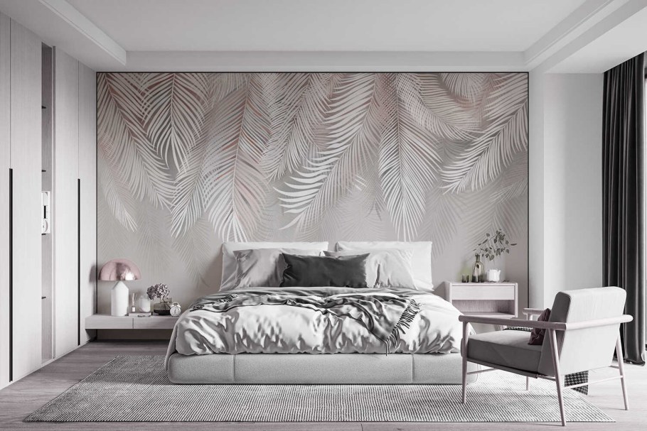 Фотообои перья в интерьере гостиной