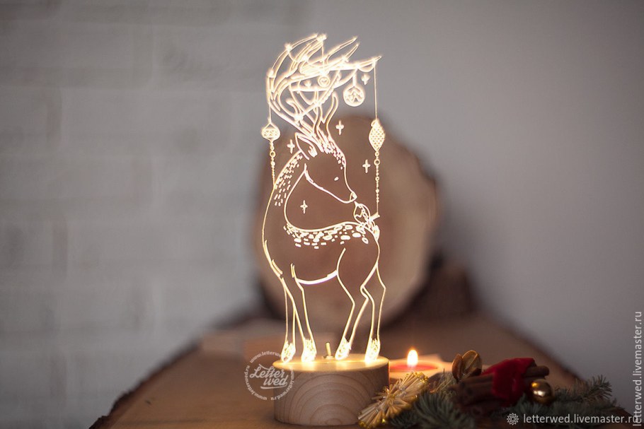 Новогодний светильник из фанеры
