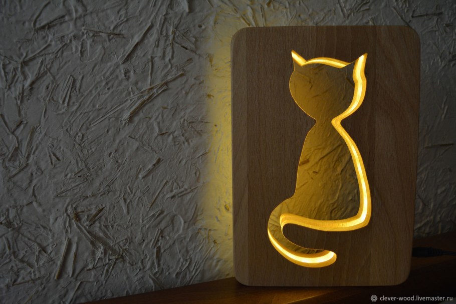 Светильник ночник из дерева