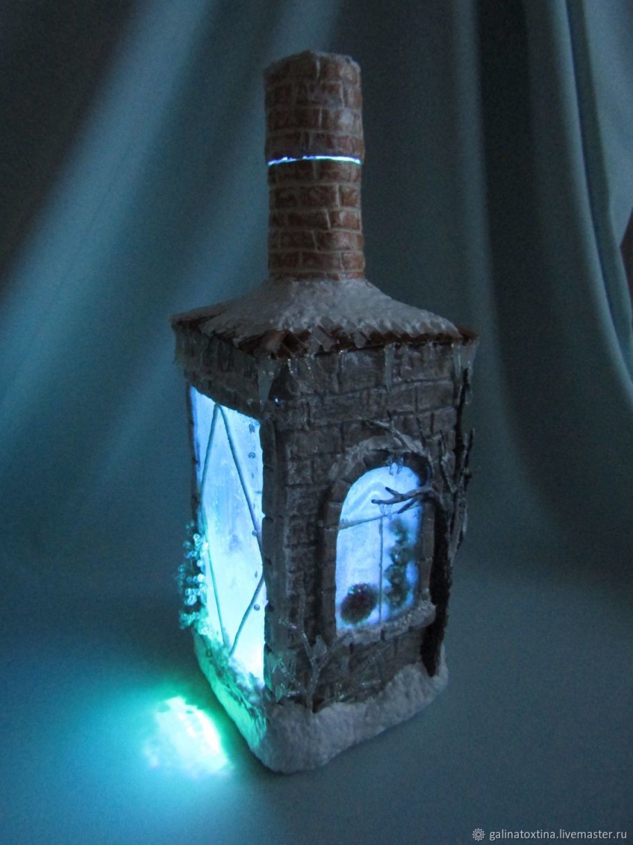 Фонарики из бутылок стеклянных