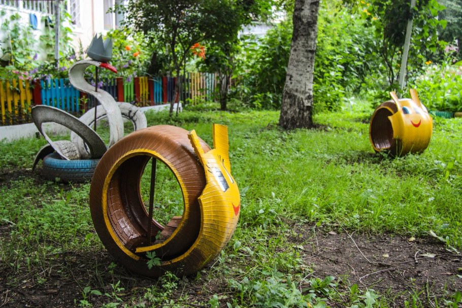 Садовый декор из шин