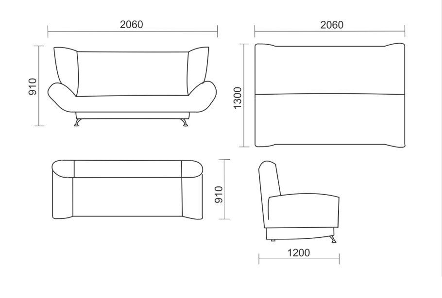 Диван клик кляк 1800 мм чертеж сбоку