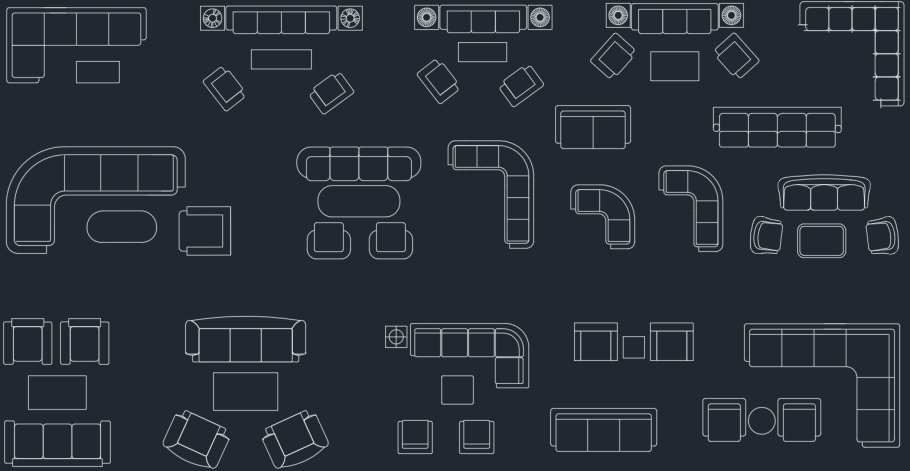 Диван Автокад вид спереди