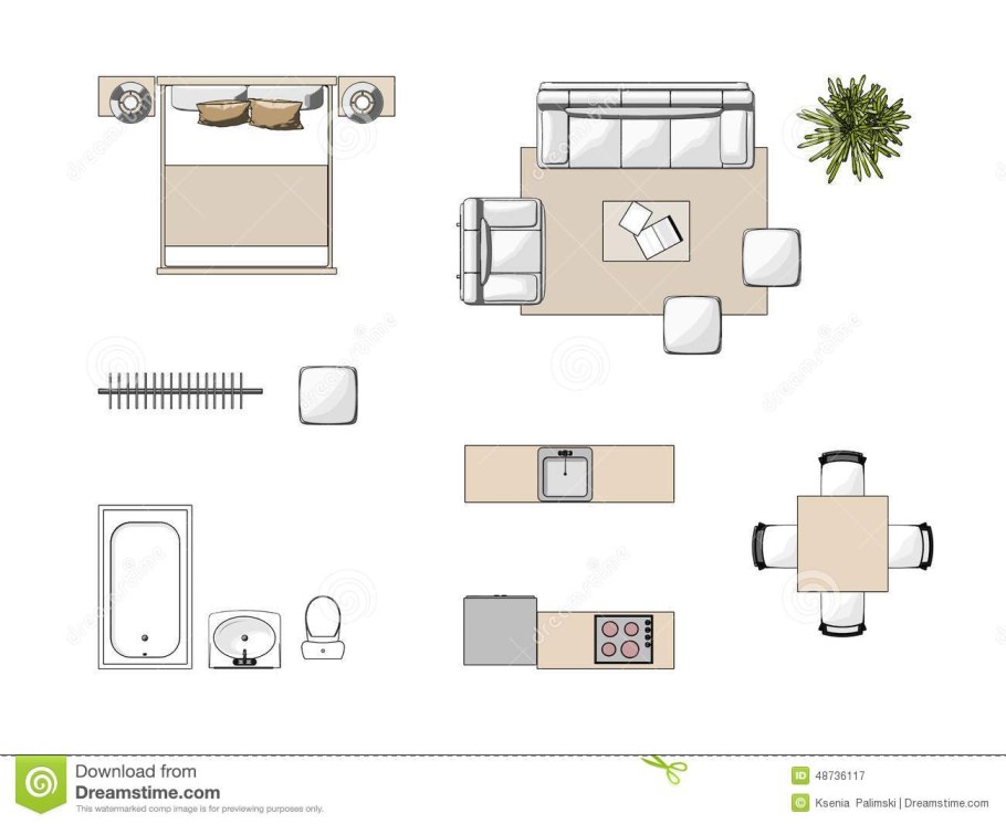 Кровать для плана вид сверху