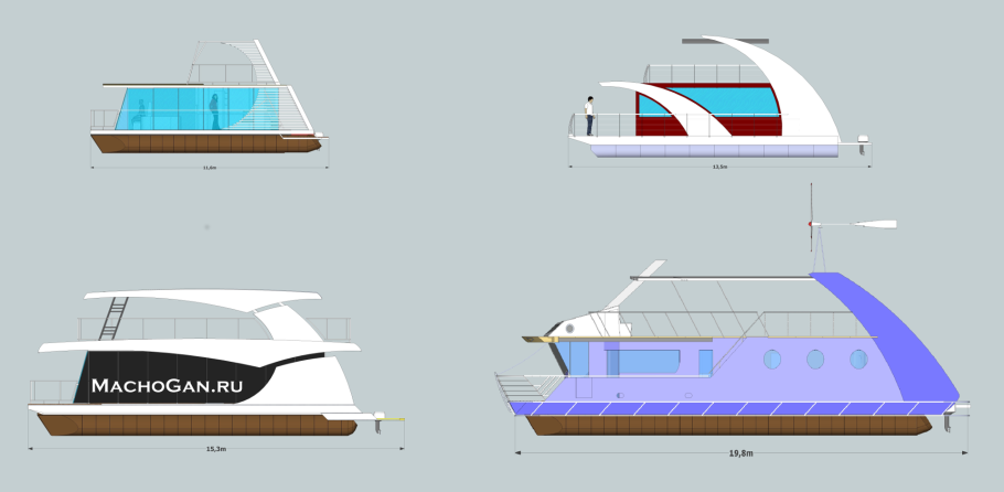Хаусбот катамаран чертежи