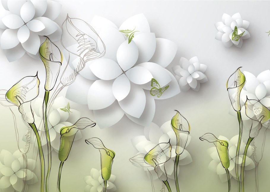 Фотообои объемные цветы