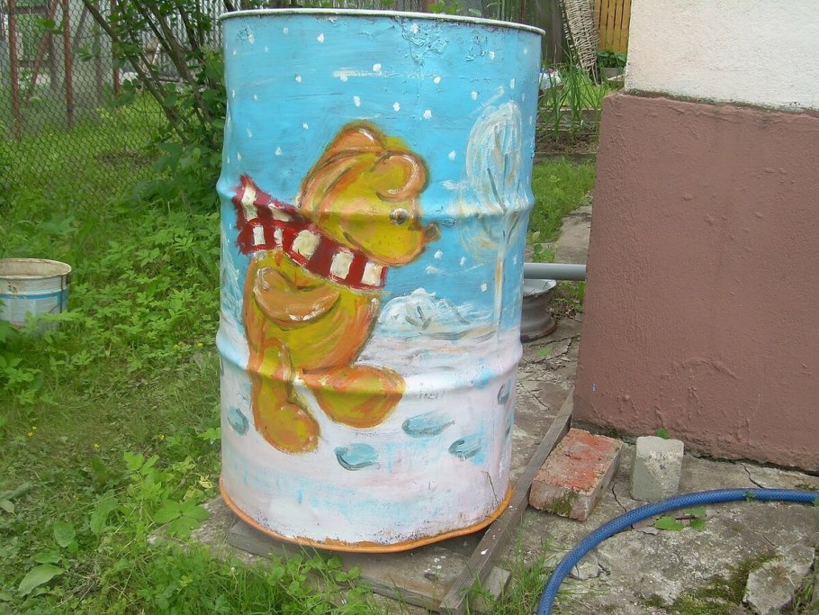 Разрисовать бочку на даче своими руками