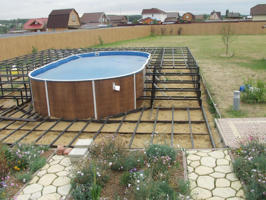 Круглый бассейн полузаглубленный