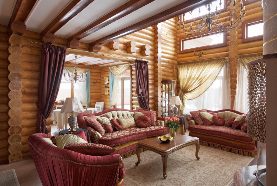 Интерьер бревенчатого дома Берендеево царство