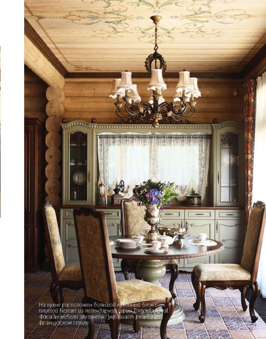 Интерьер в русском стиле в деревянном доме