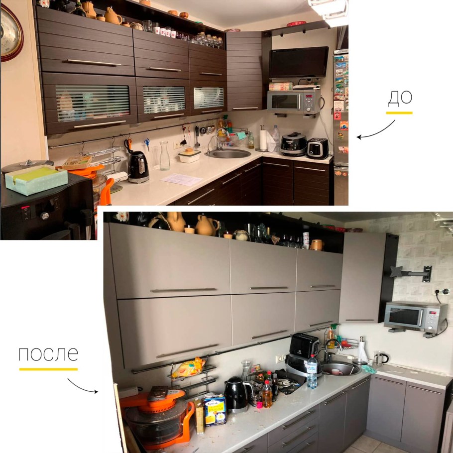 Фасады для кухни до и после