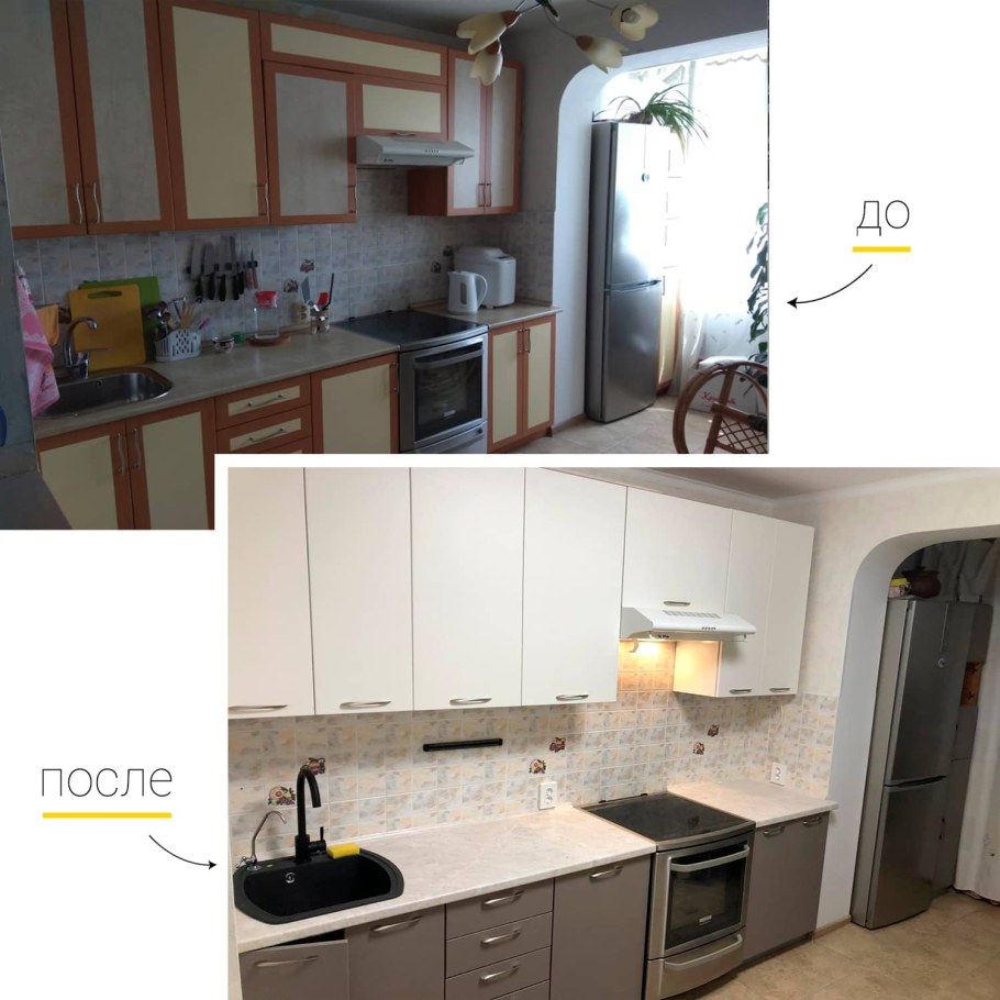 Фасады для кухни до и после