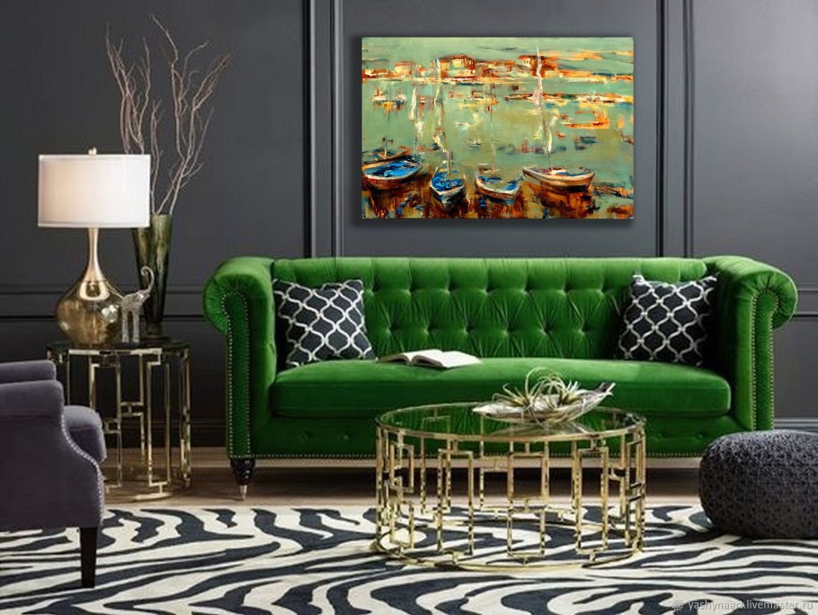 Изумрудный диван МИД сенчури