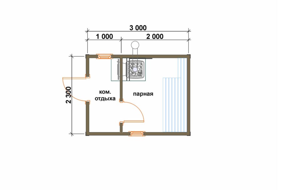 Баня 2х3 планировка