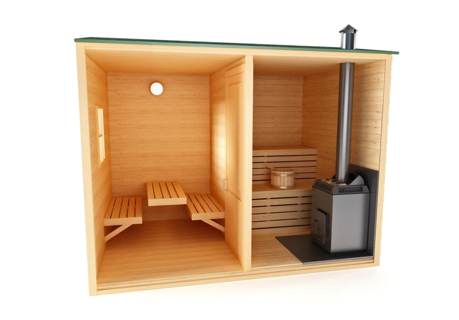 Каркасная мини баня 2х2